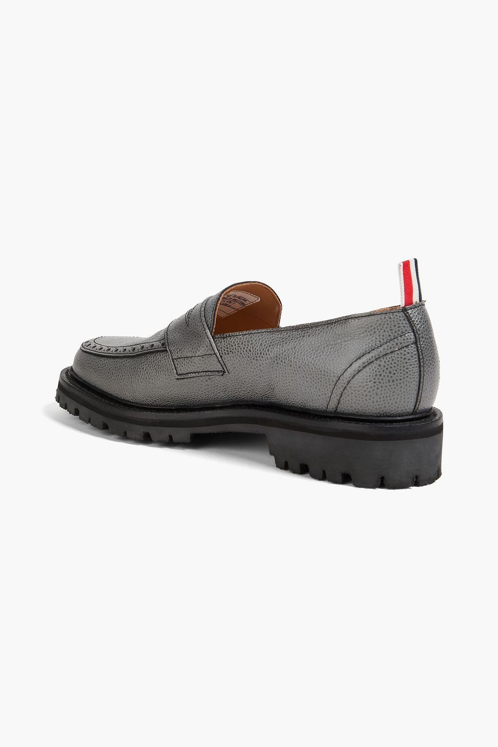 THOM BROWNE حذاء لوفر بيني مصنوعة من الجلد المُحبّب والمخرّم