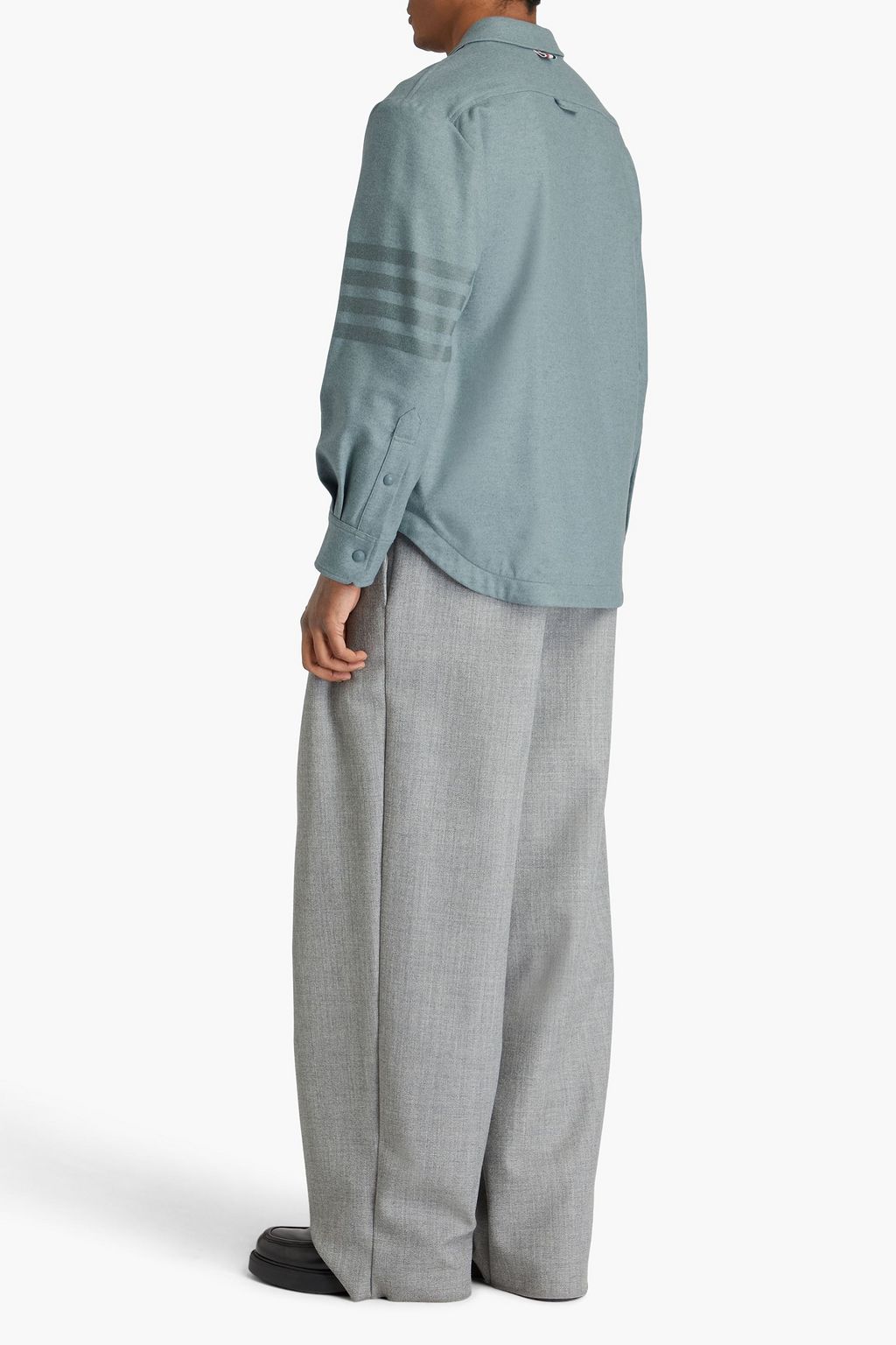 THOM BROWNE Striped wool and cashmere-blend flannel overshirt
