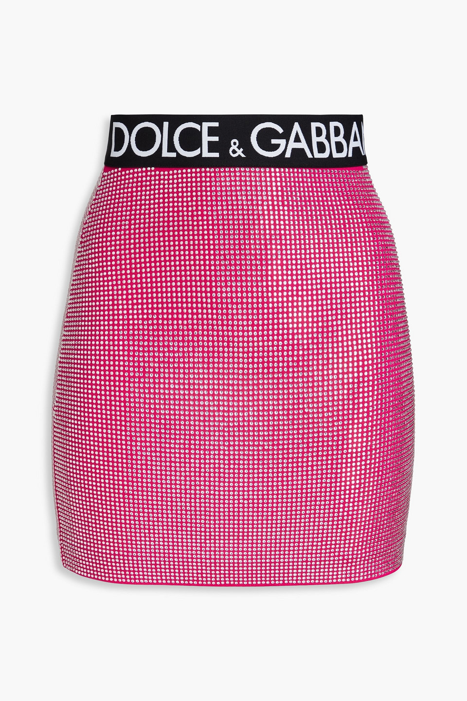Dolce&Gabbana - Crystal-embellished stretch-jersey mini skirt - Pink - IT 36