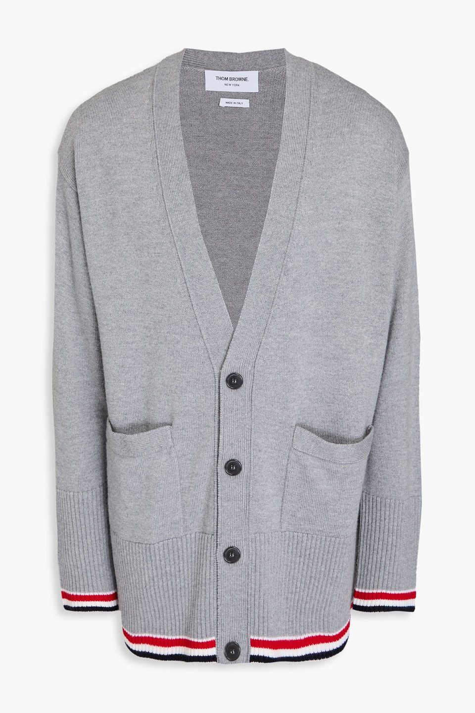 Thom Browne Mélange Wool Cardigan In Gray
