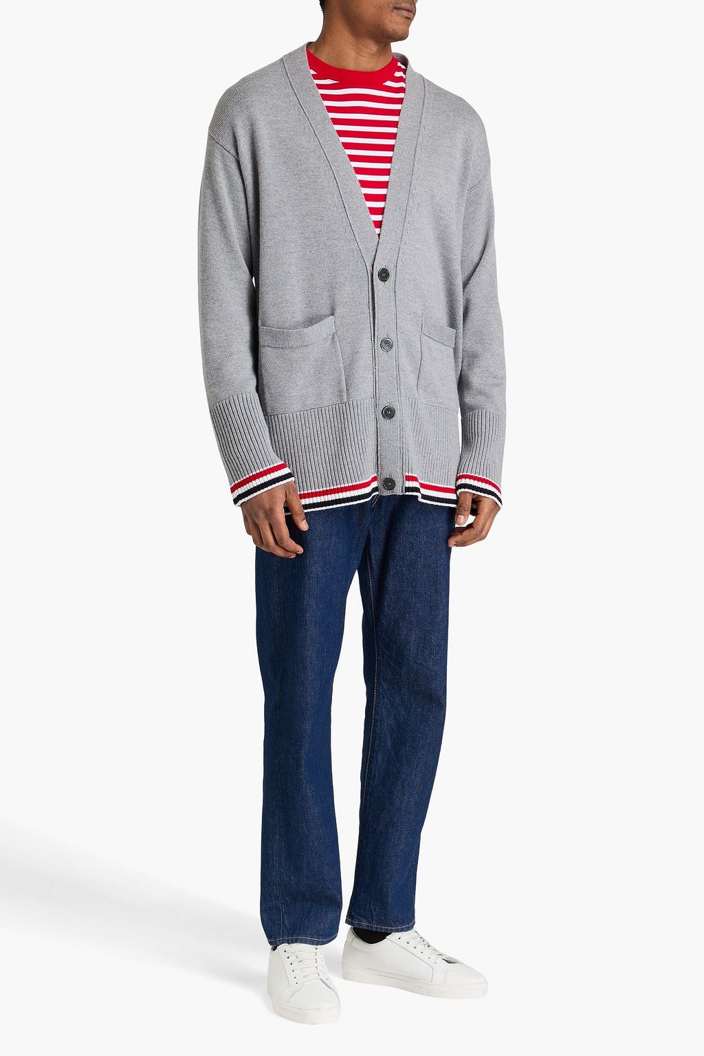 THOM BROWNE Mélange wool cardigan
