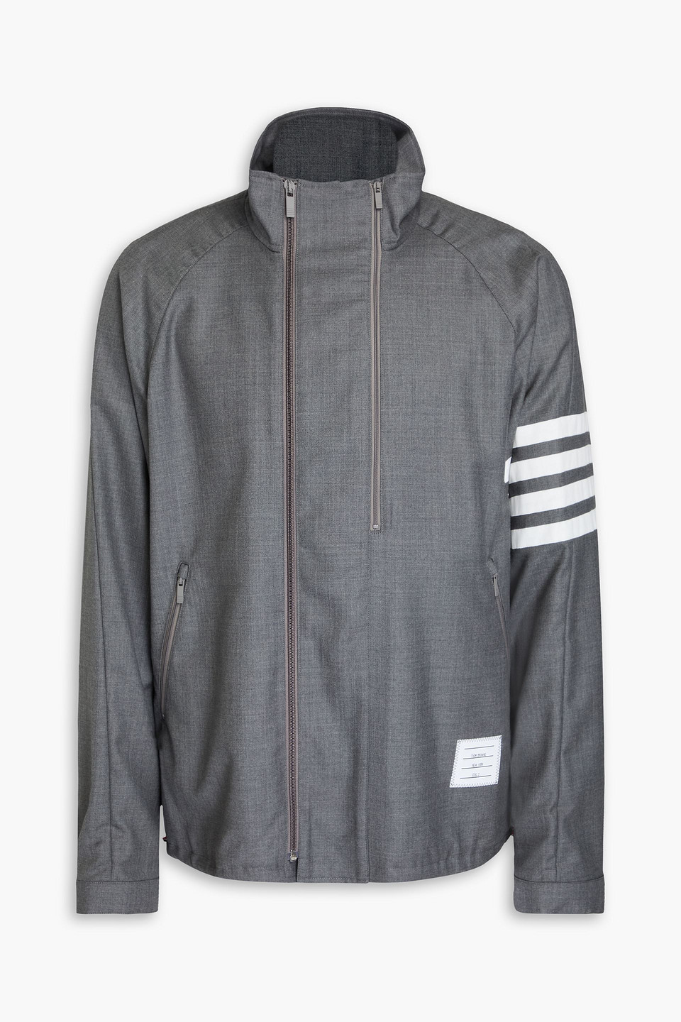 Thom Browne Striped Wool-twill Jacket In Gray