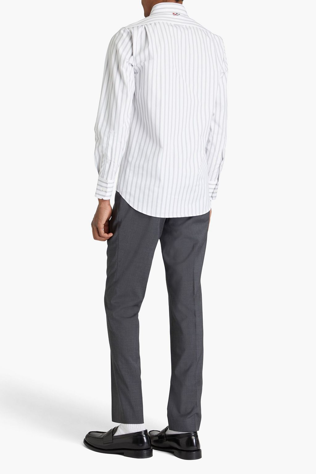 THOM BROWNE Striped cotton-poplin shirt