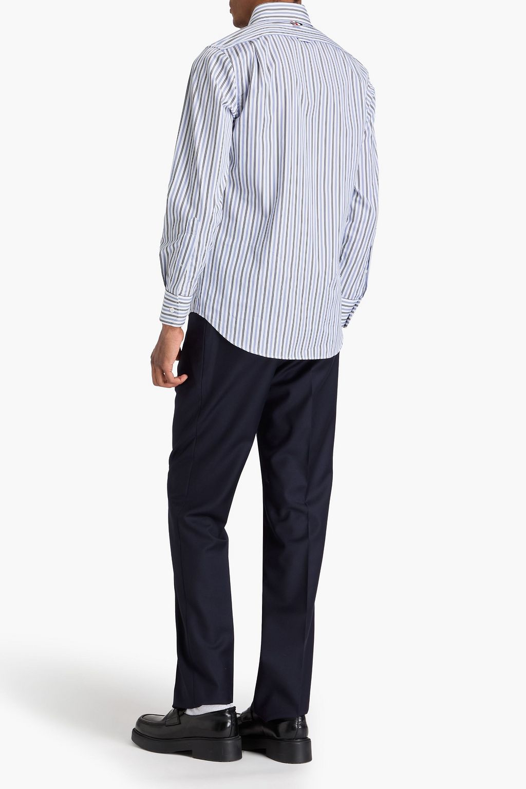 THOM BROWNE Striped cotton-poplin shirt