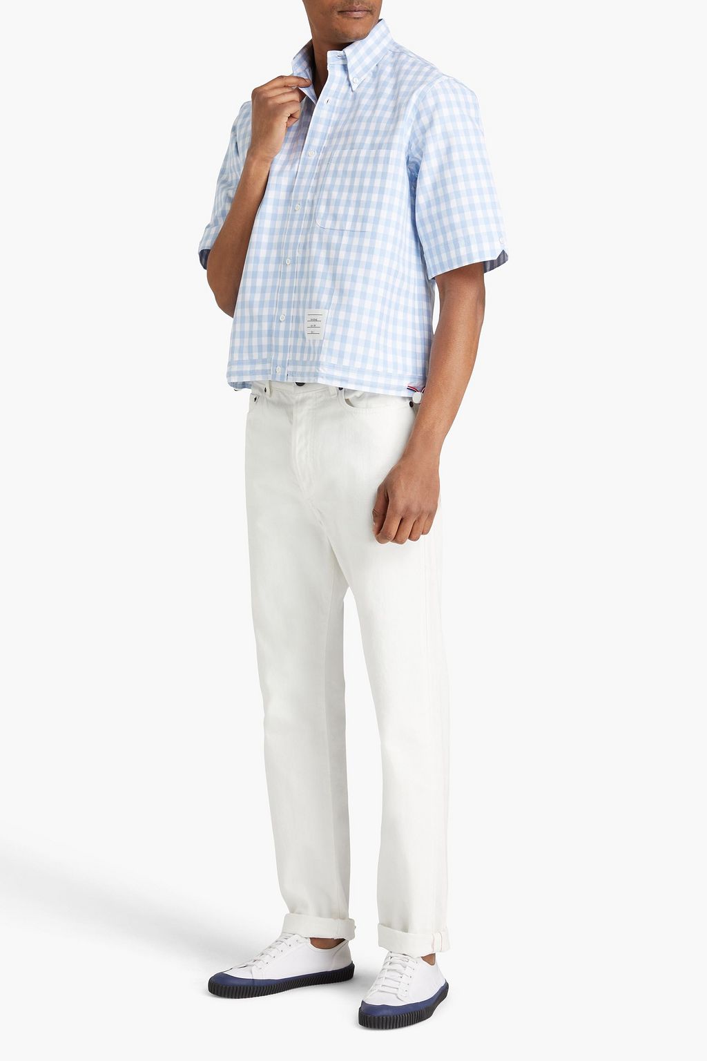 THOM BROWNE Gingham cotton-blend poplin shirt