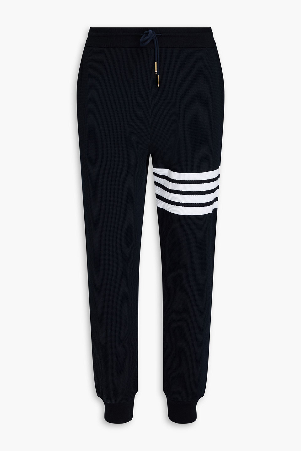 Thom Browne - Striped waffle-knit cotton sweatpants - Blue - 2