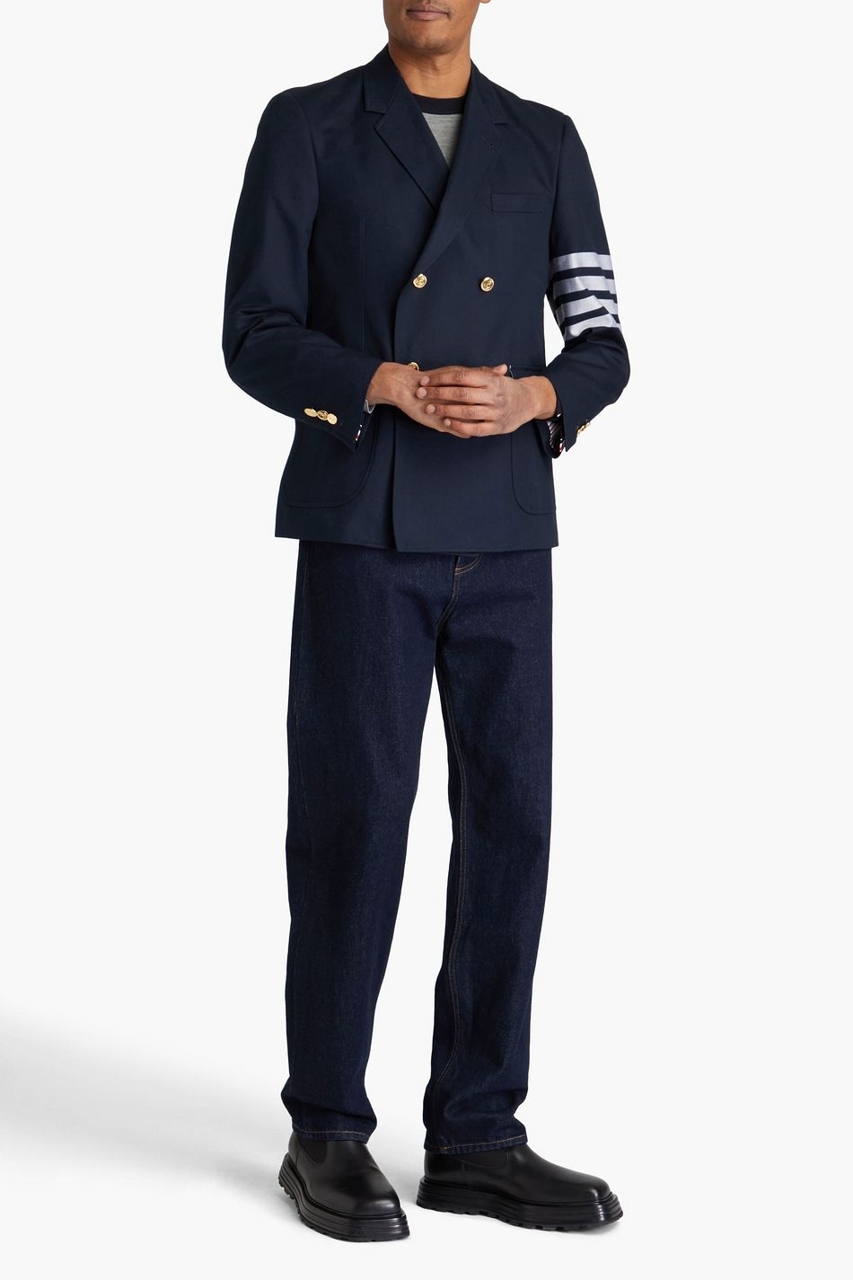0700~Double-Breasted Striped PARIGI Blazer with Flap Pocket main image 1
