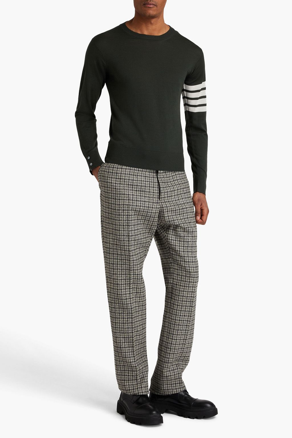 THOM BROWNE Striped merino wool sweater
