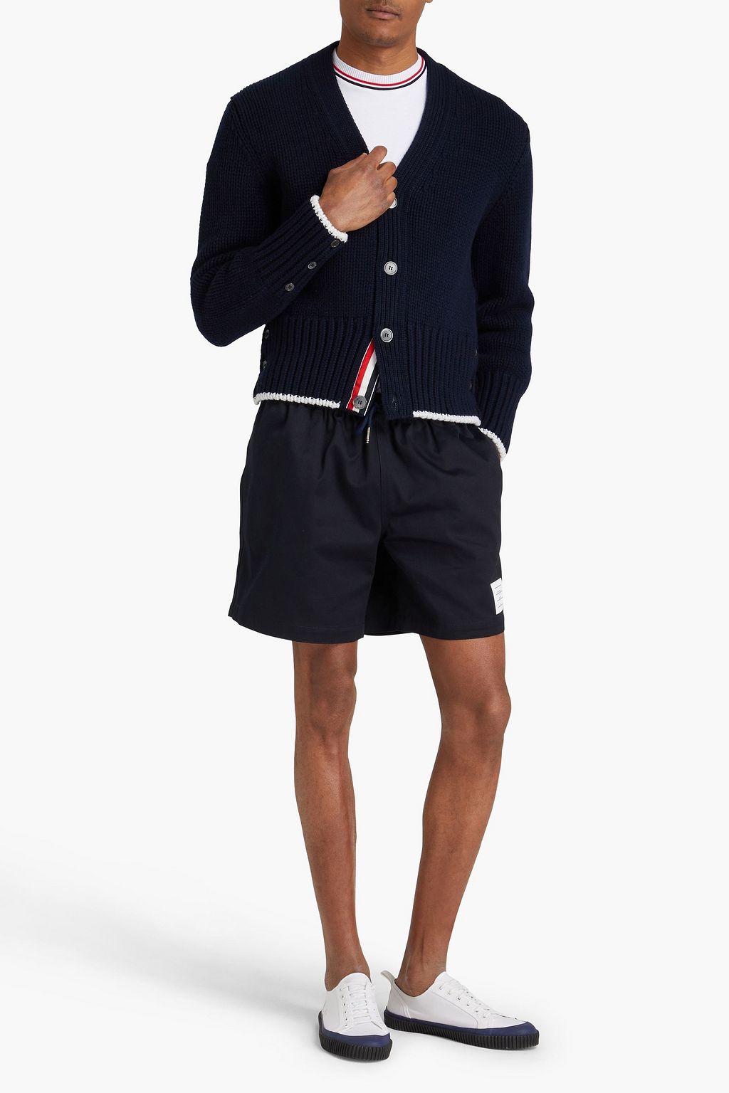 THOM BROWNE كارديغان من الكشمير محبوك بحبكة إنتارسيا