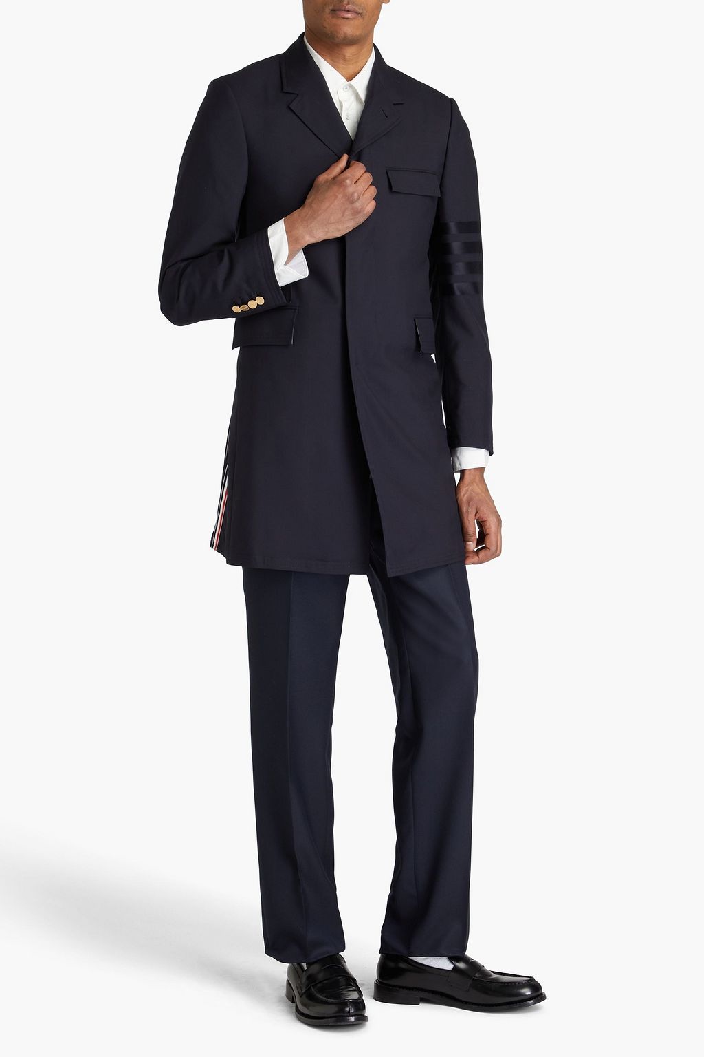 THOM BROWNE Striped wool coat