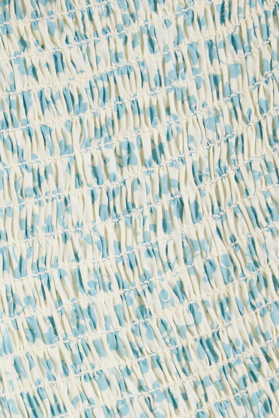 Solid & Striped The Corinna Shirred Printed Cotton-voile Maxi Dress In Light Blue