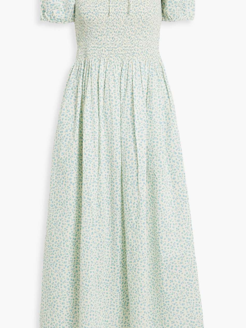 the corinna shirred printed cotton-voile maxi dress