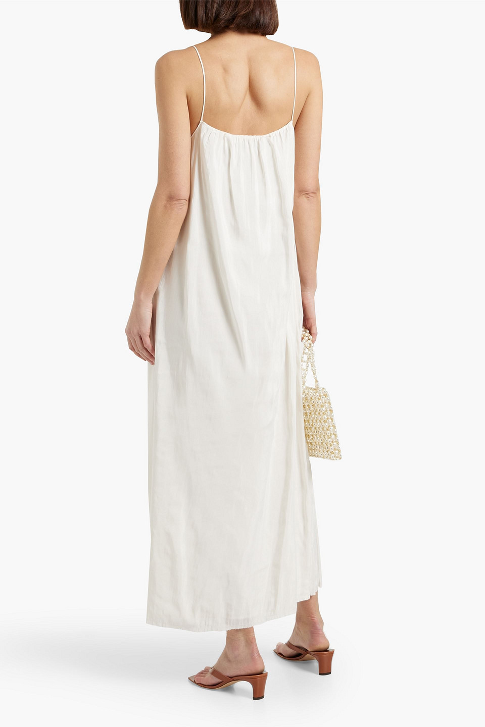 Solid & Striped The Sarai Crepe De Chine Maxi Slip Dress In Ecru