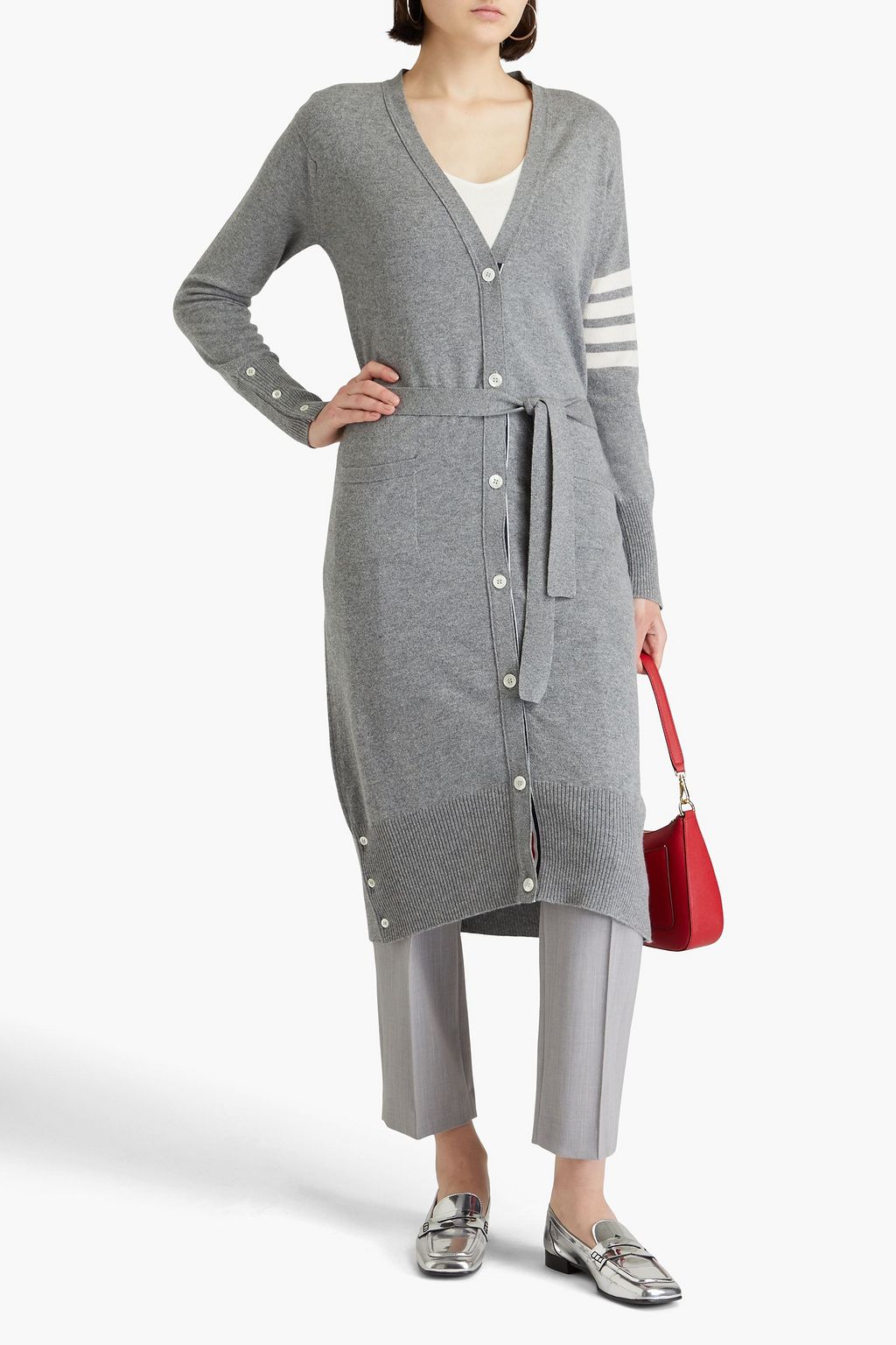 THOM BROWNE كارديغان من الكشمير المخطط
