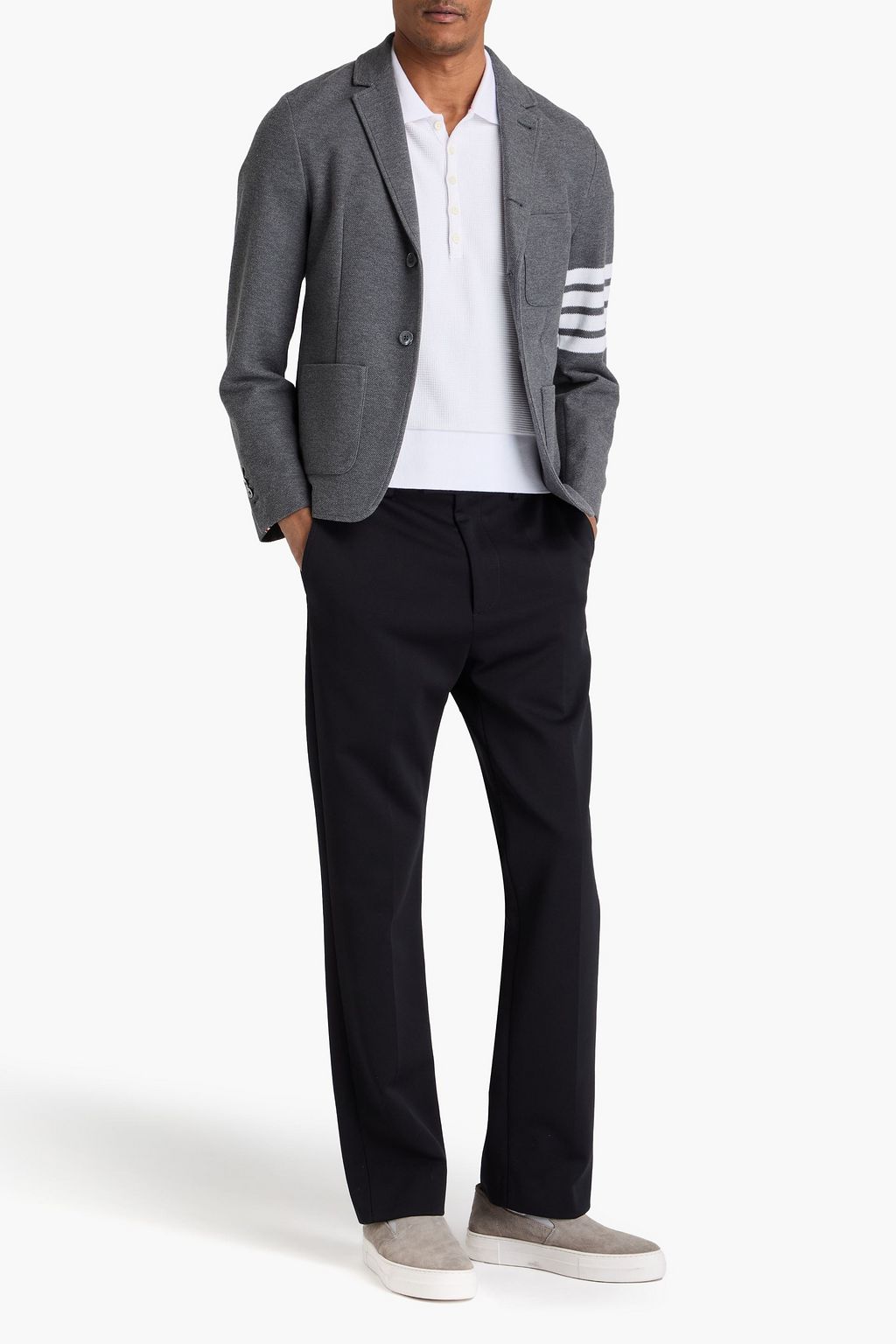 THOM BROWNE Striped cotton-piqué blazer