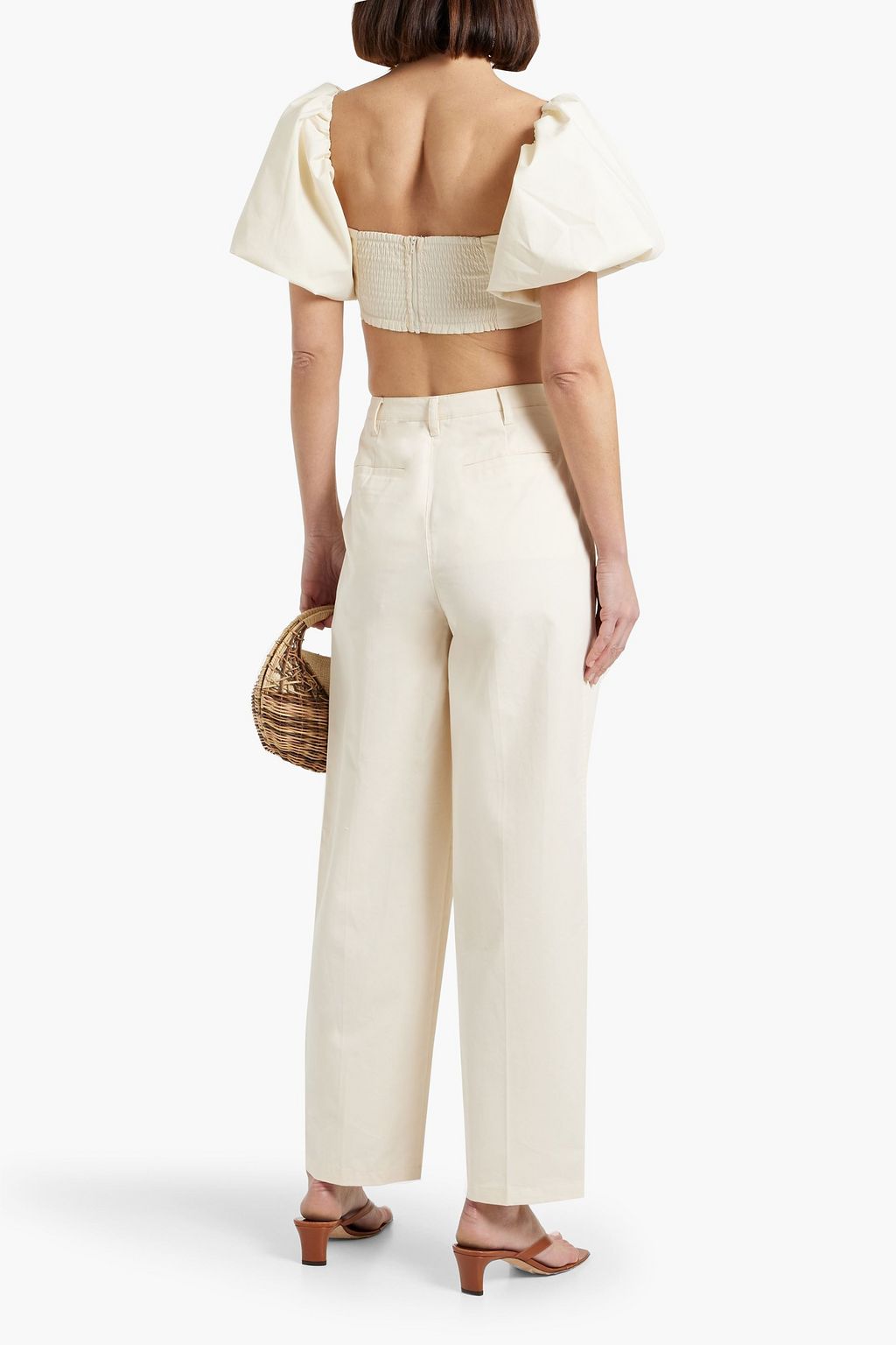 SOLID & STRIPED The Taline pleated cotton-twill tapered pants