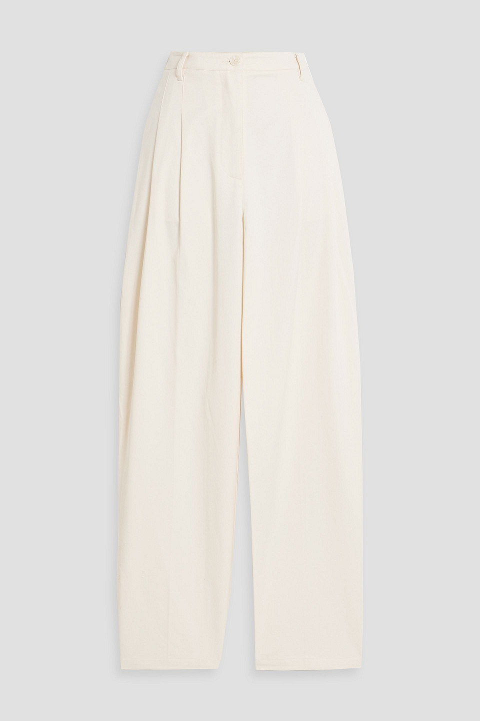 Solid & Striped The Taline Pleated Cotton-twill Tapered Pants In White