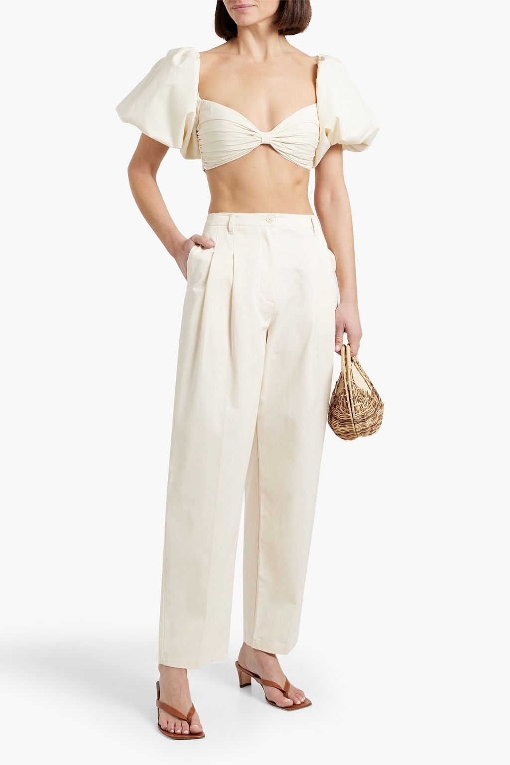 SOLID & STRIPED The Taline pleated cotton-twill tapered pants