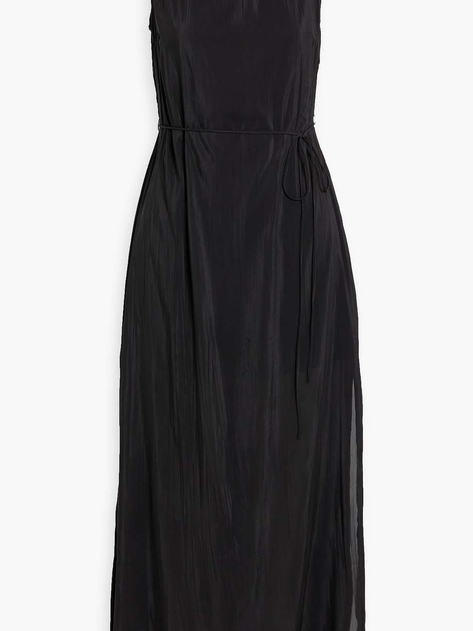 the lou crinkled crepe de chine midi dress