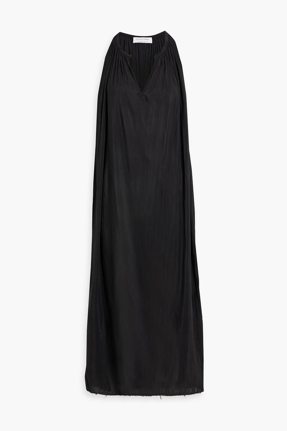 Solid & Striped Gathered Voile Midi Dress In Black