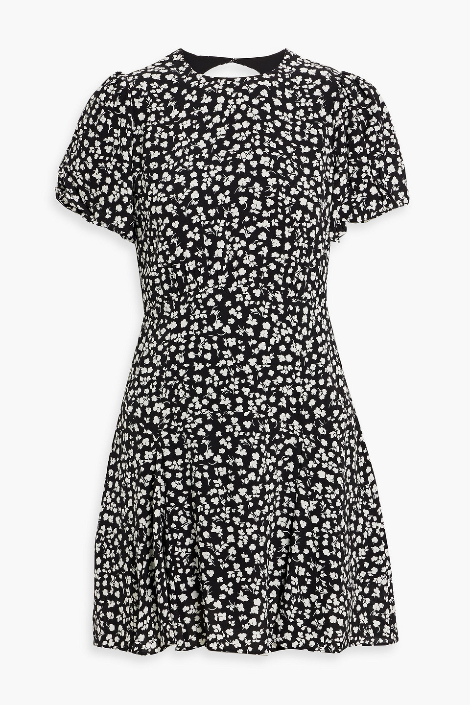 Solid & Striped The Gael Cutout Printed Crepe Mini Dress In Black