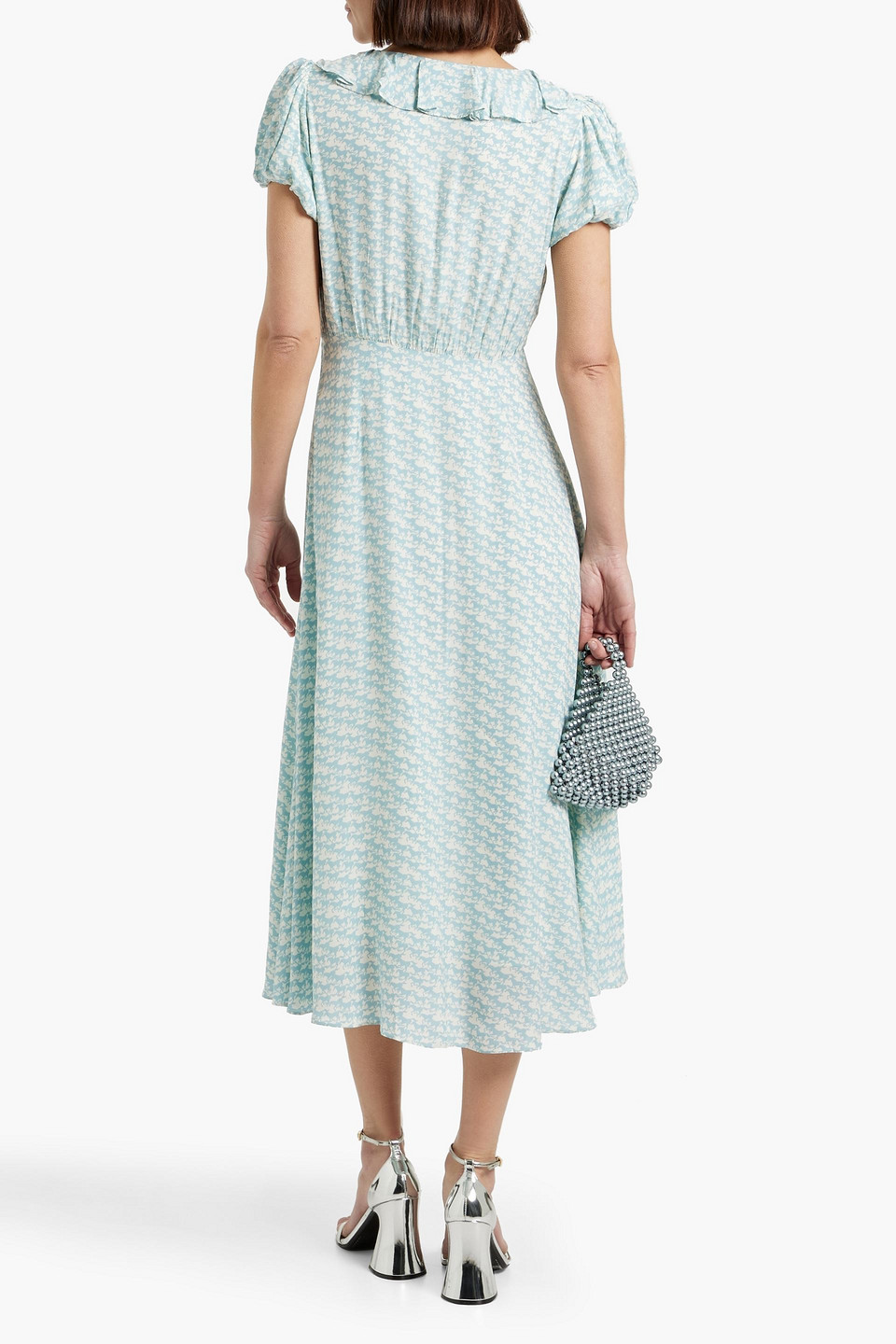 SOLID & STRIPED THE CALAIS RUFFLED PRINTED CREPE MIDI DRESS