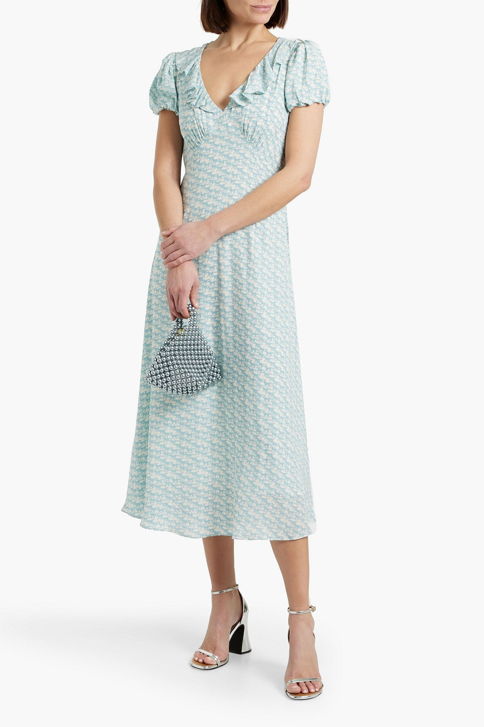 SOLID & STRIPED THE CALAIS RUFFLED PRINTED CREPE MIDI DRESS
