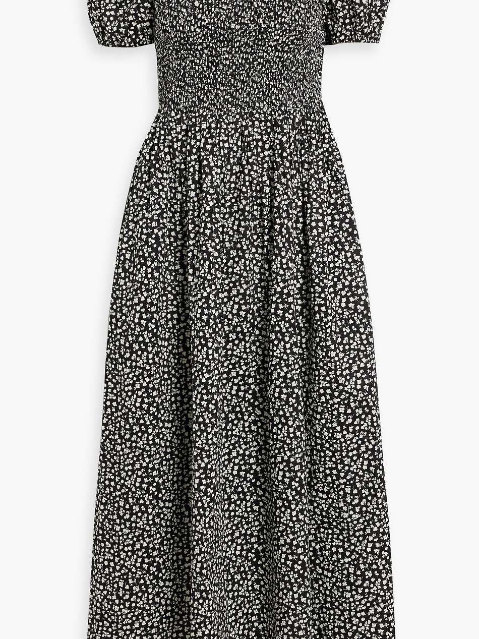 the corinna shirred printed cotton-voile maxi dress