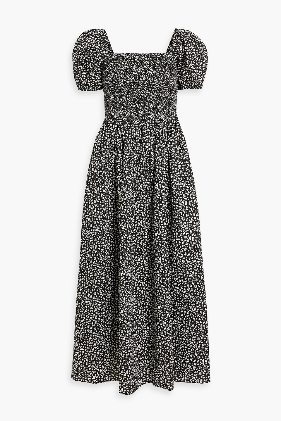 Solid & Striped X Sofia Richie Grainge The Corrina Dress Ditsy Floral Noir In Black