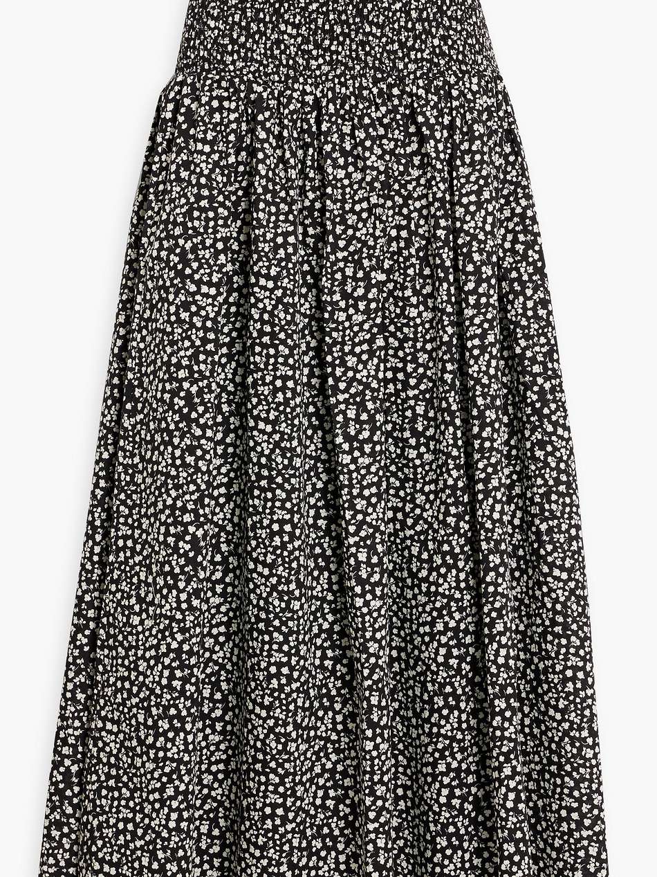 the zaria shirred printed cotton-voile maxi skirt