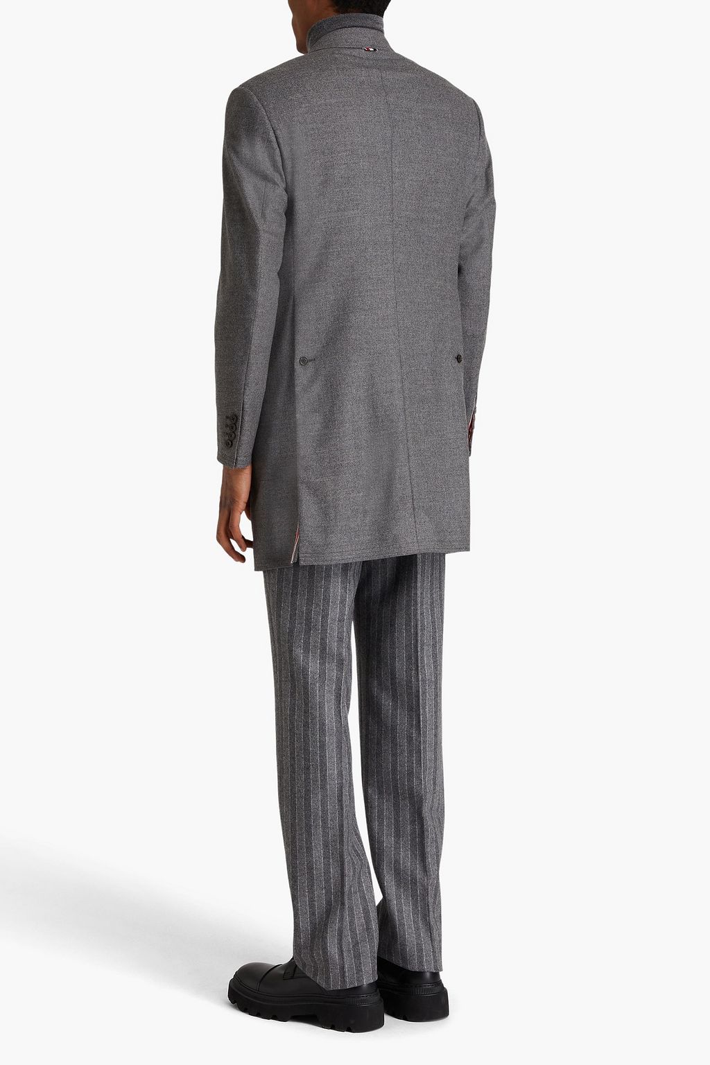 THOM BROWNE Wool-blend flannel coat