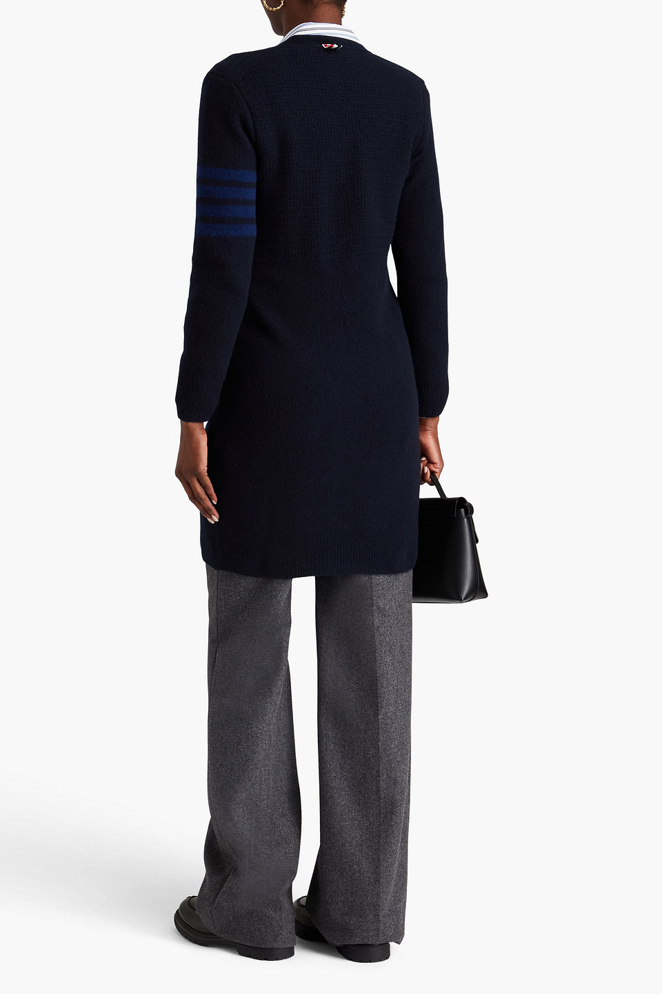 Thom Browne Striped Wool And Cashmere-blend Cardigan In Navy