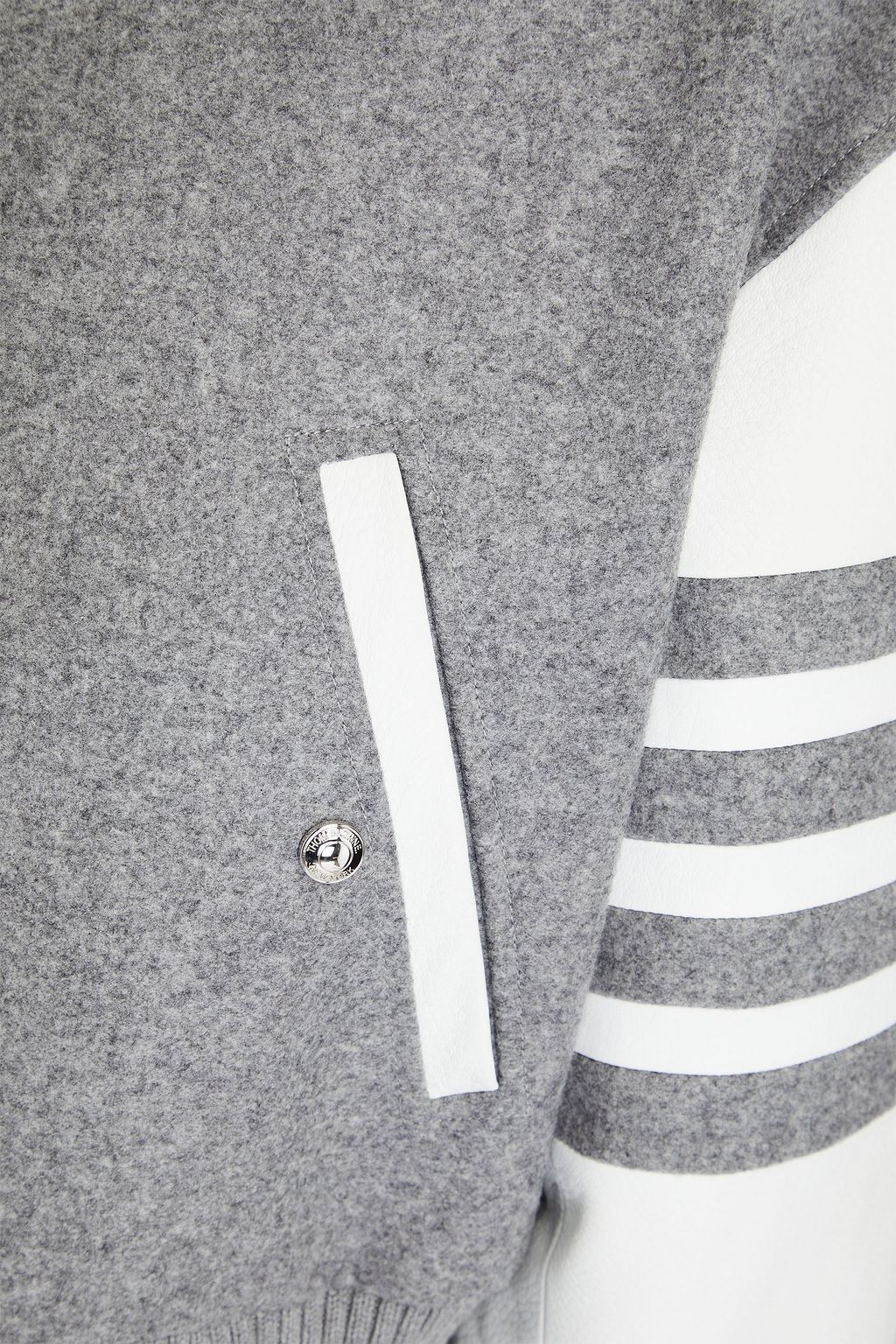 THOM BROWNE Bomberjacke aus Wollfilz mit Ledereinsatz