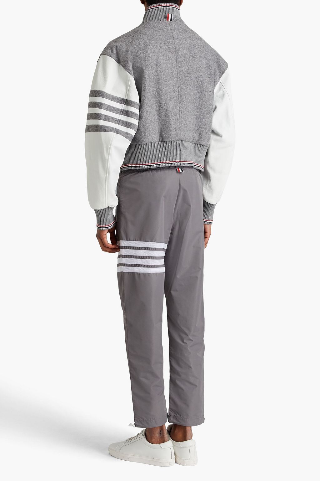 THOM BROWNE Bomberjacke aus Wollfilz mit Ledereinsatz