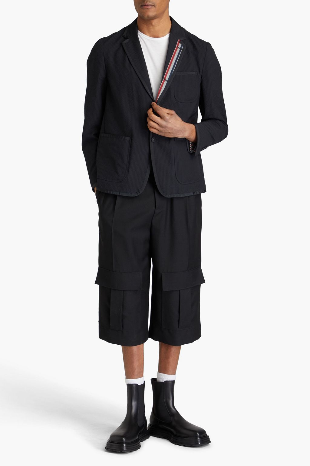 THOM BROWNE بليزر مصنوع من صوف سيرساكر