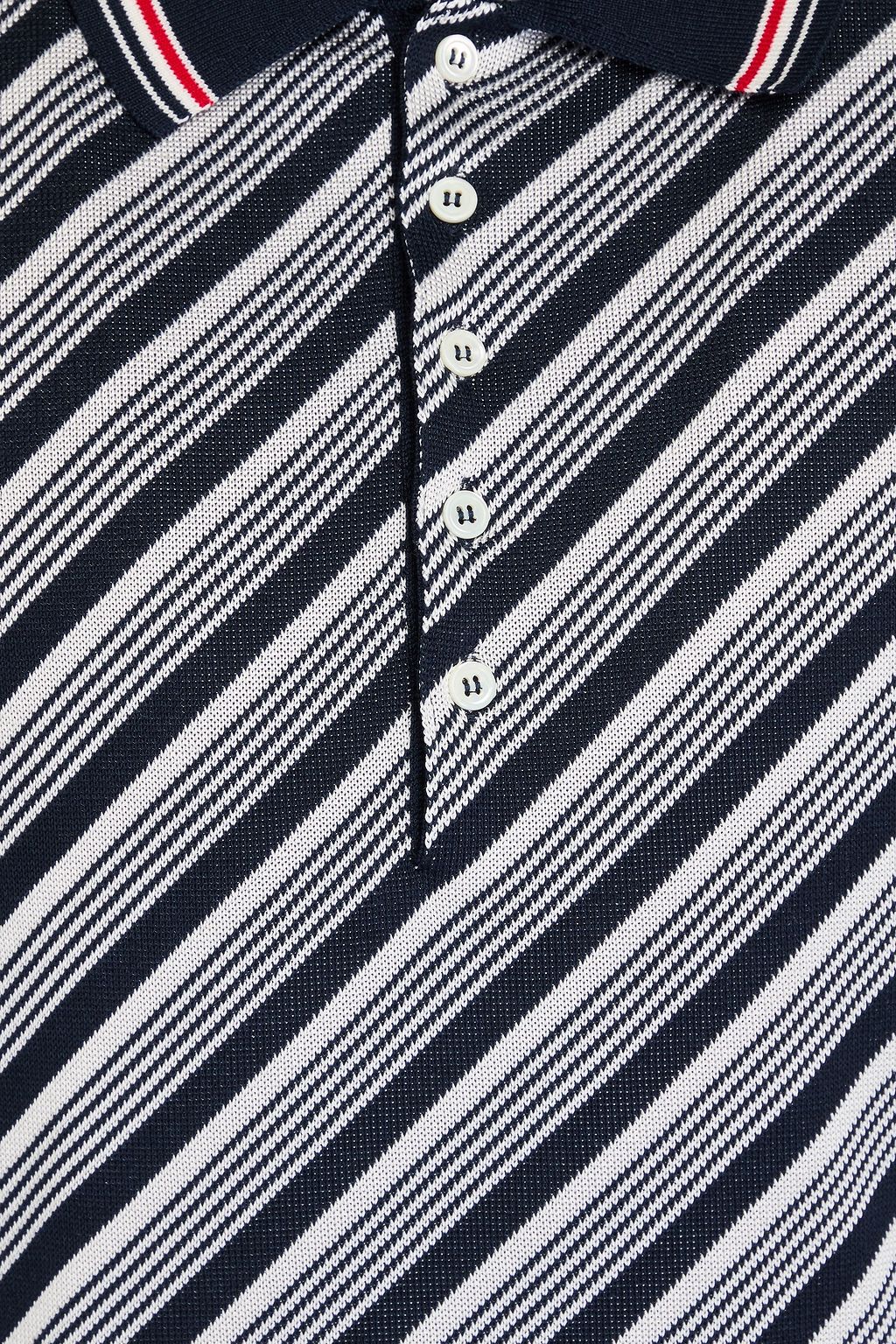 THOM BROWNE Striped jacquard-knit silk-blend polo shirt