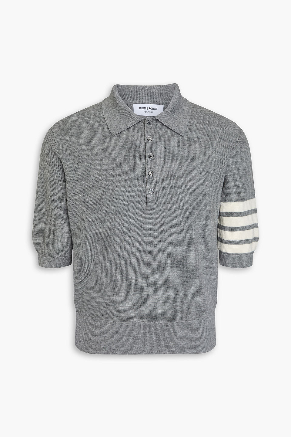 Thom Browne Striped Wool-piqué Polo Shirt