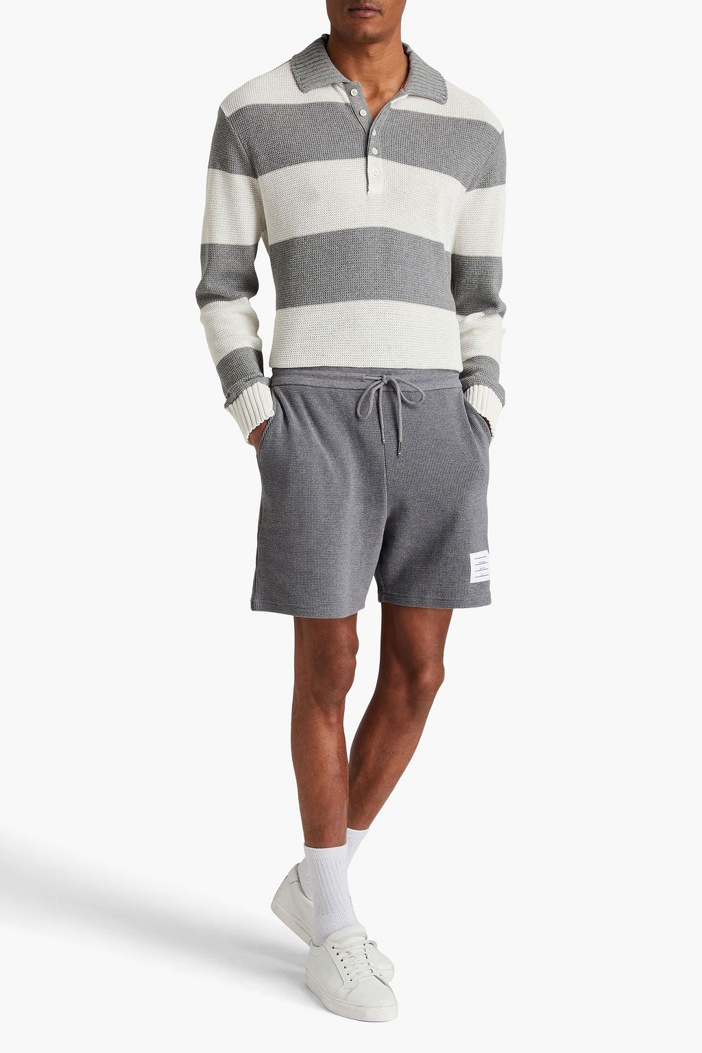 THOM BROWNE شورتات من القطن ونسيج محبوك بنمط وافل