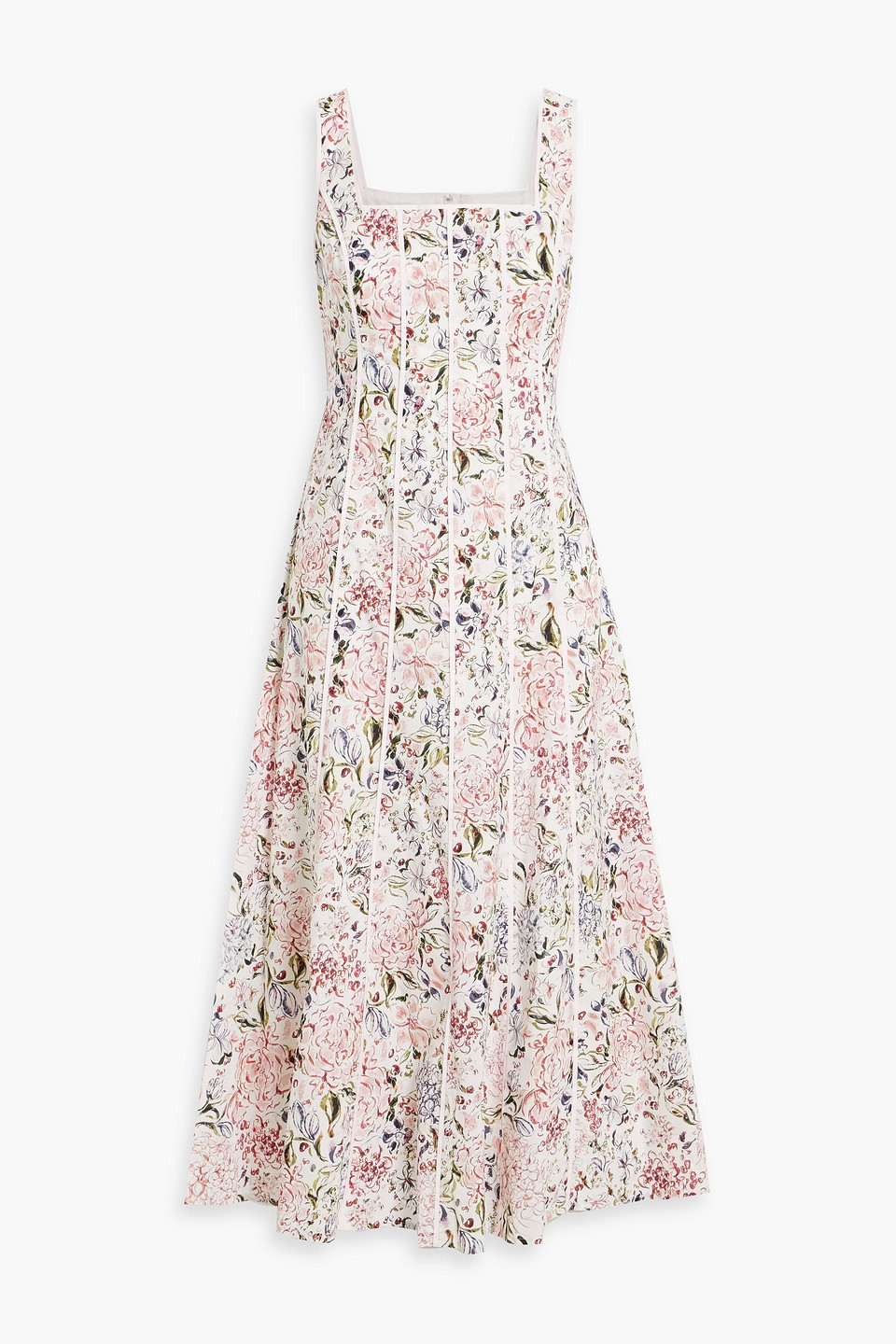 Floral-print cotton-poplin midi dress