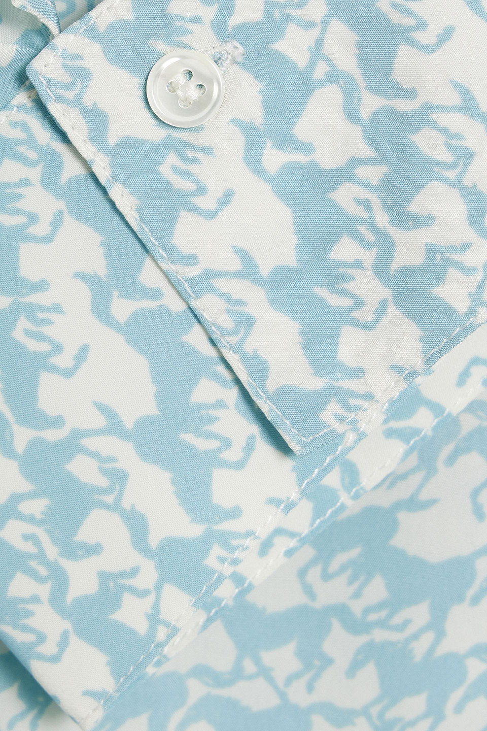 Solid & Striped The Delmore Button Down Shirt Top In Horse Print In Light Blue