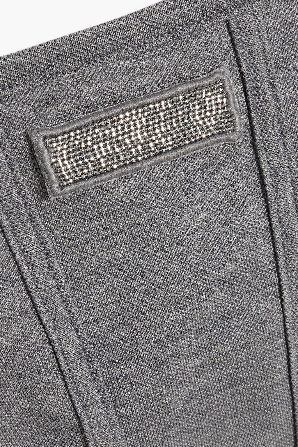 BRUNELLO CUCINELLI Cropped bead-embellished cotton-blend piqué bustier top