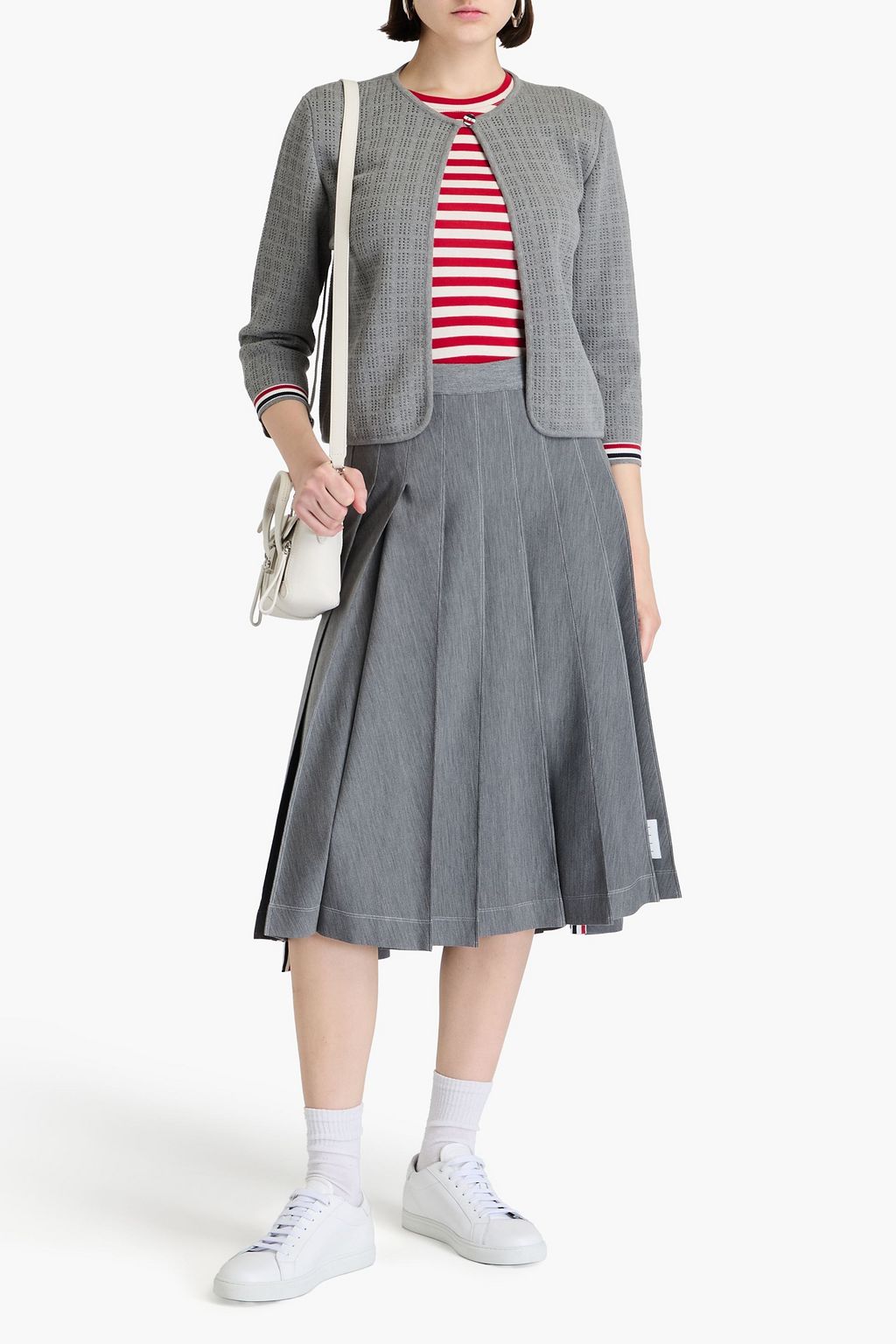 THOM BROWNE كارديغان من القطن بحبكة بوانتيل