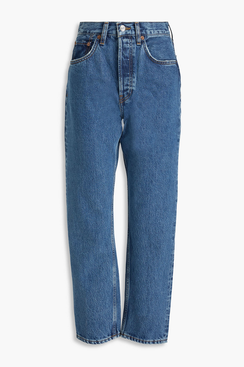 RE/DONE CROPPED HIGH-RISE STRAIGHT-LEG JEANS
