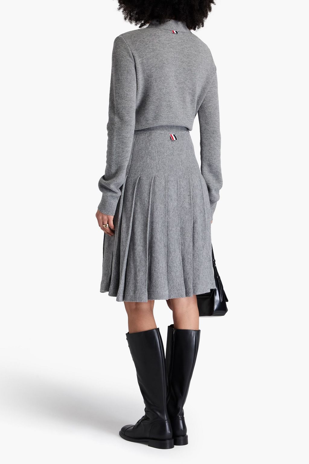 THOM BROWNE تنورة من كشمير بيكيه مزيّنة بكسرات