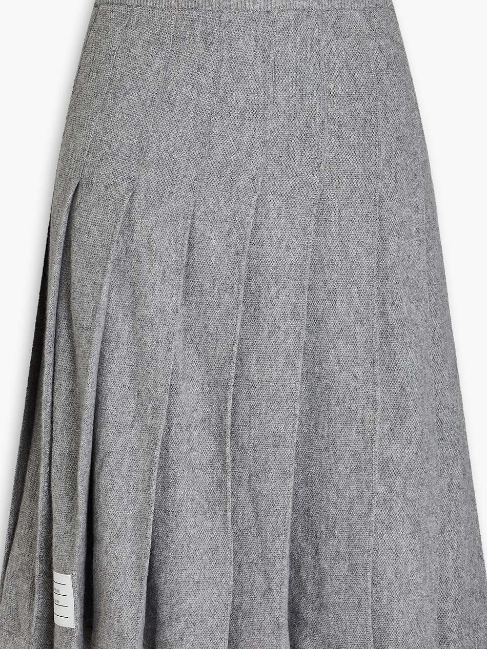 pleated cashmere-piqué skirt