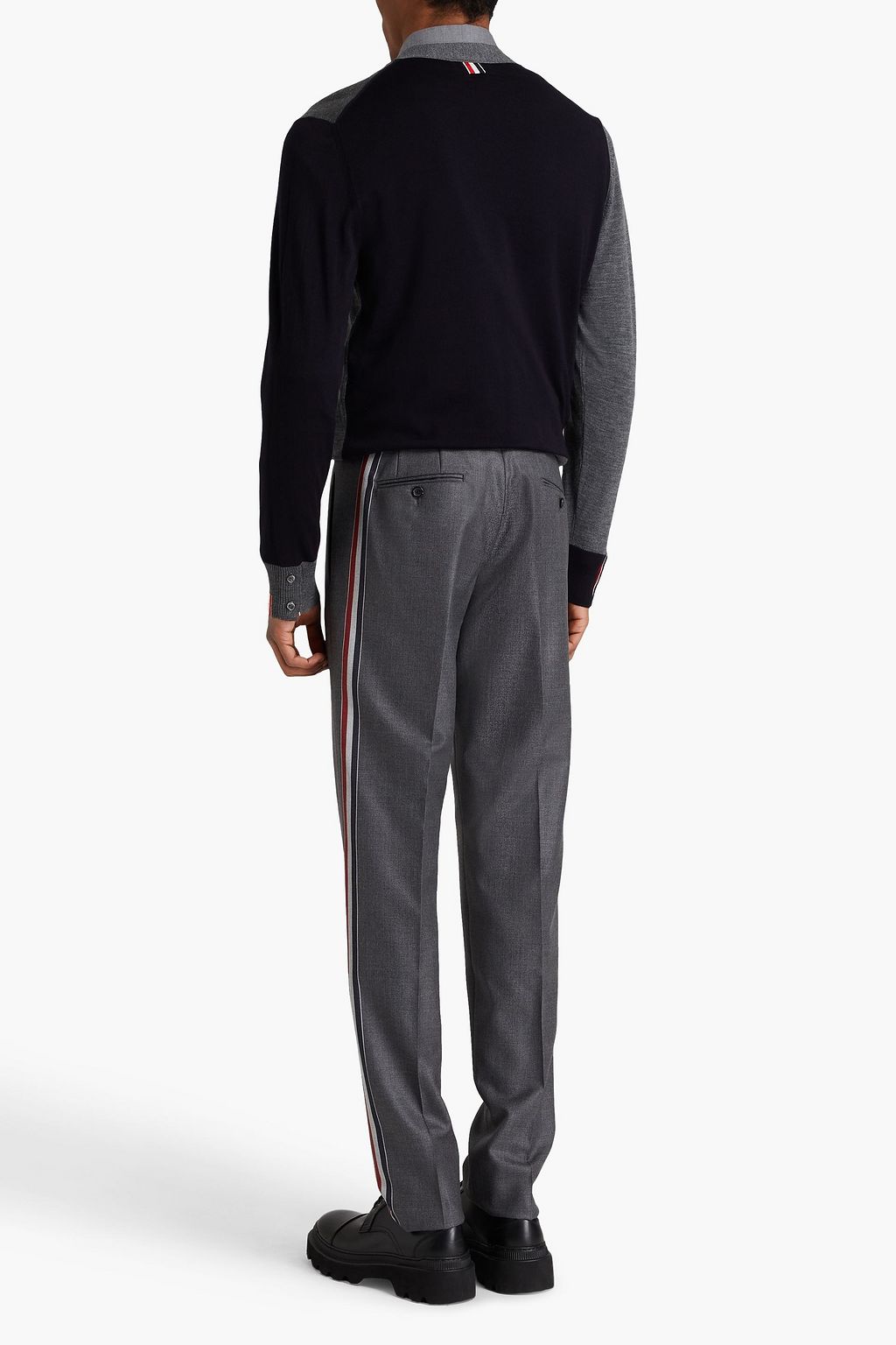 THOM BROWNE Striped wool-twill chinos