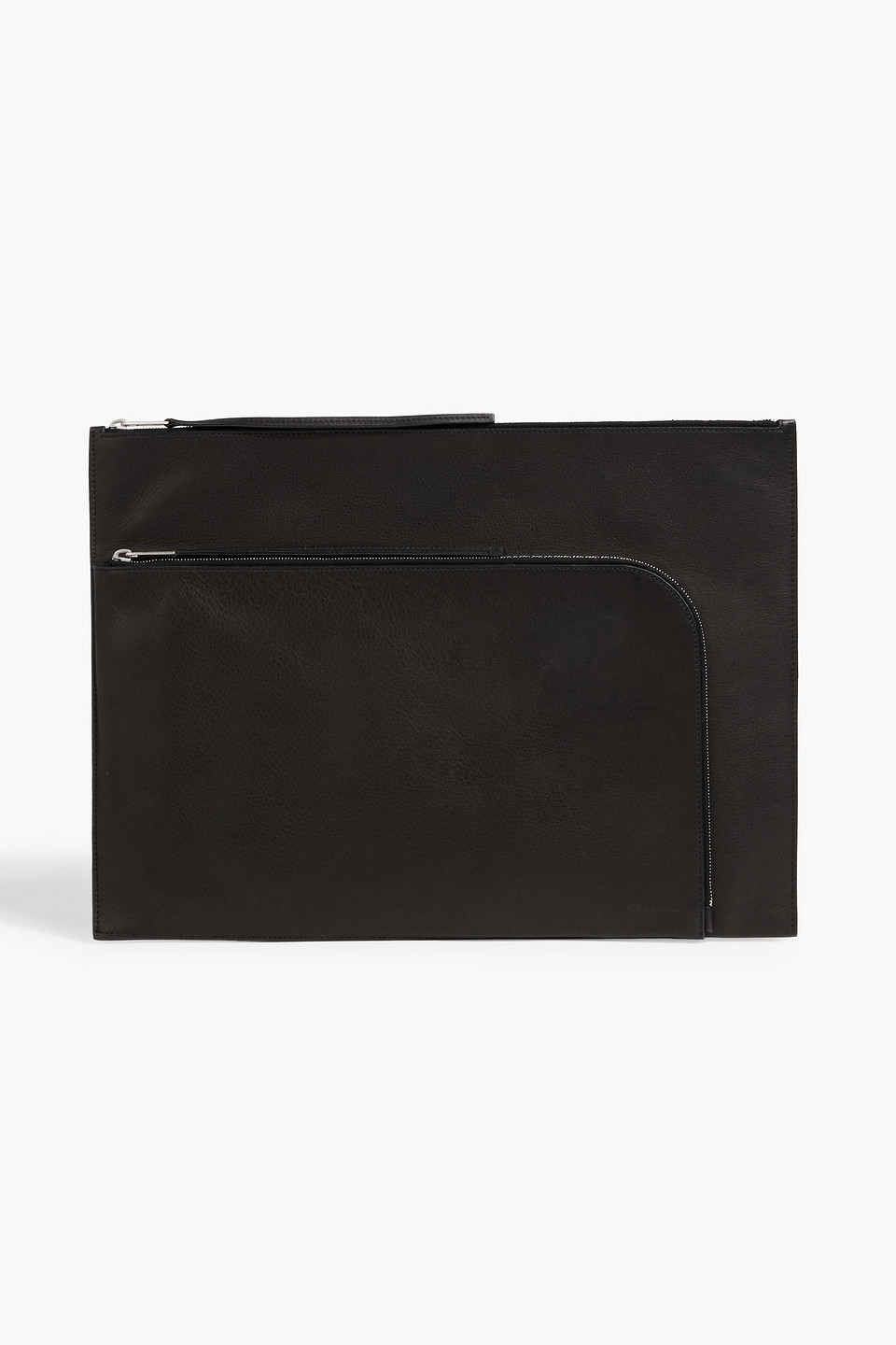 Rick Owens Pebbled-leather Laptop Case In Black