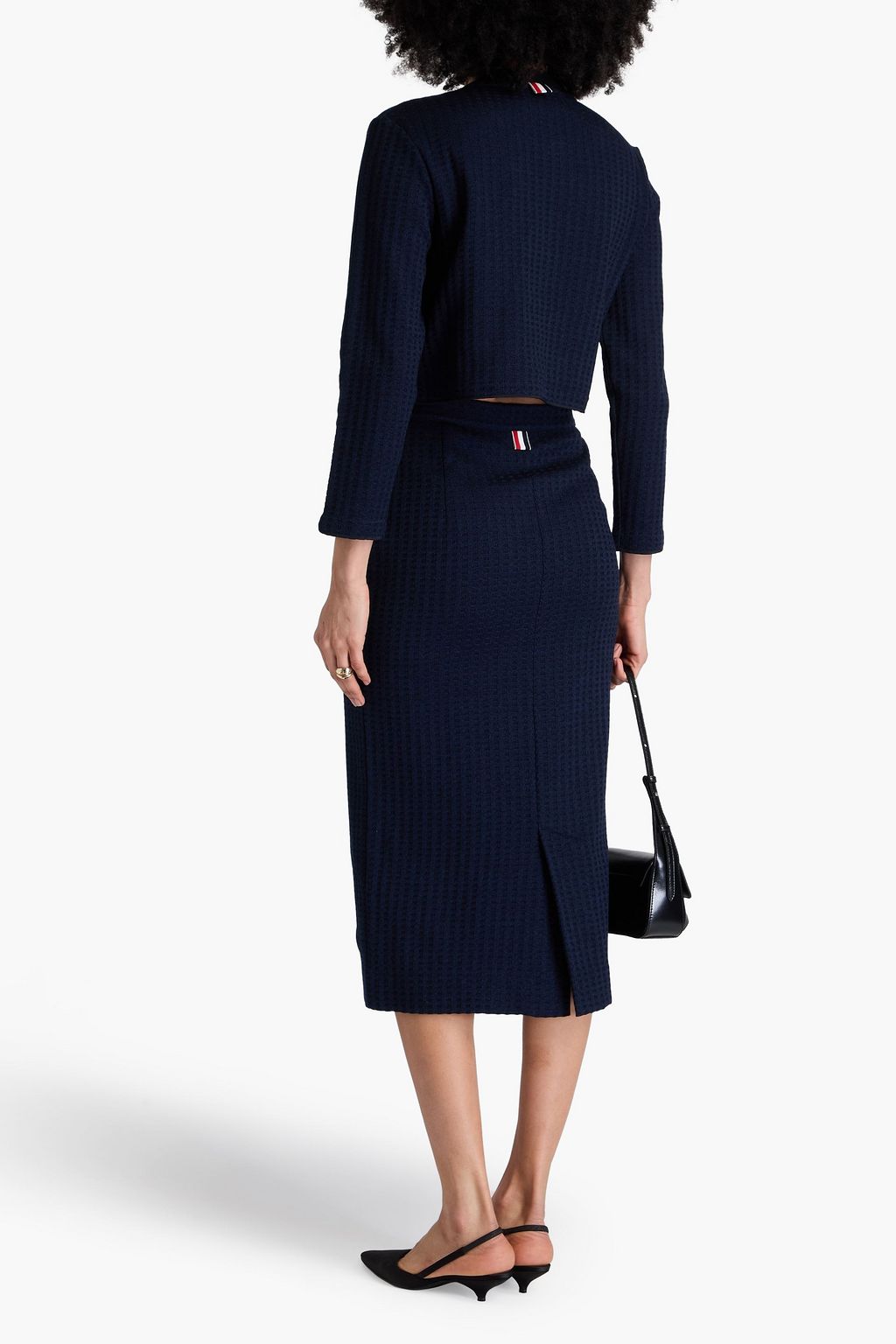 THOM BROWNE Jacquard-knit cotton midi skirt