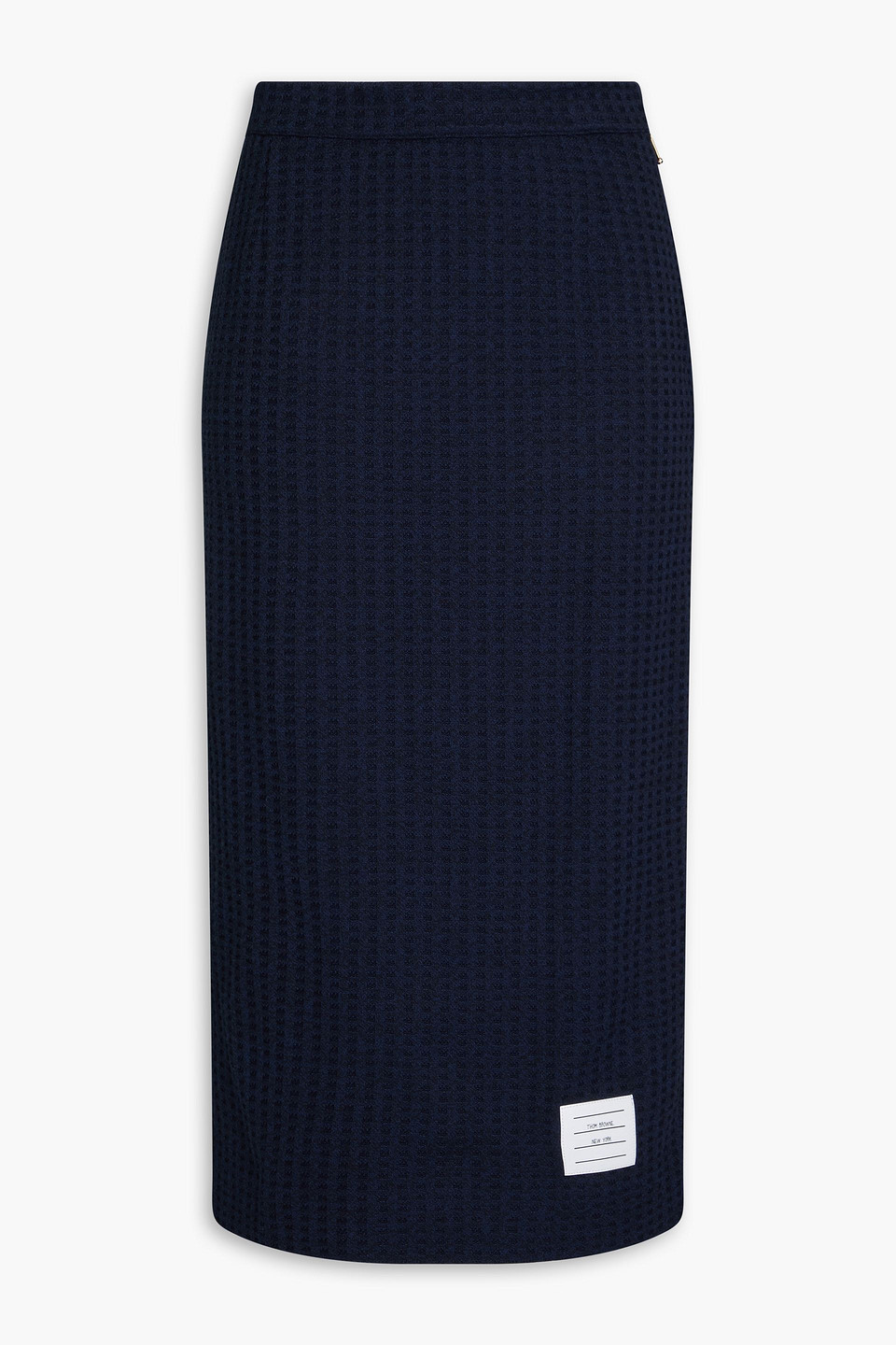 Thom Browne Gingham Jacquard Cotton Midi Skirt In Navy