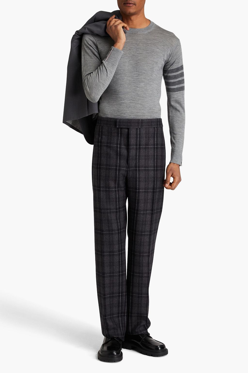 THOM BROWNE Fit 1 checked wool and cashmere-blend flannel pants